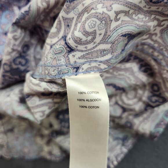 Chico’s Wome 2 US L Purple Paisley Button Up No Iron Blouse Shirt - Picture 6 of 11